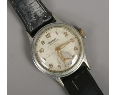 A gentleman's stainless steel rotary super sports manual wristwatch with Arabic numeral markers and subsidiary seconds. 