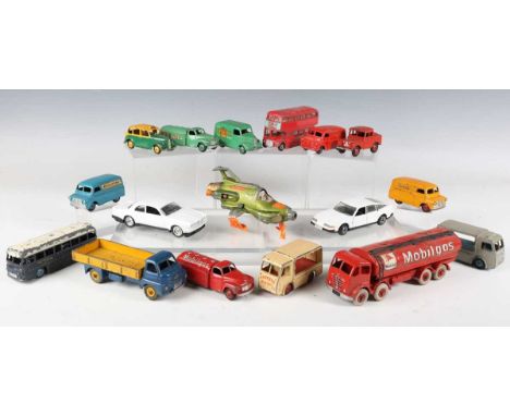 A collection of Dinky Toys and Supertoys vehicles, including No. 941 Foden tanker 'Mobilgas', No. 470 Austin van 'Shell/BP', 