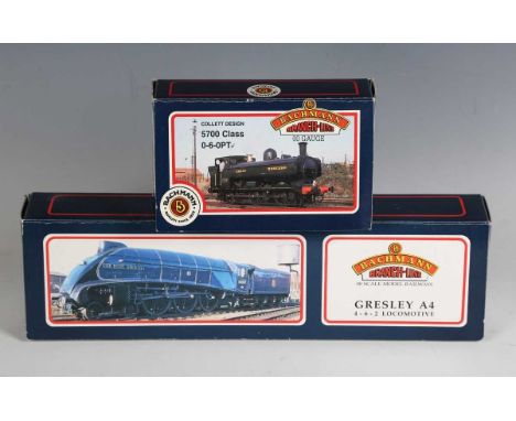 A Bachmann Branch-Line gauge OO No.31-954 A4 Class locomotive 'Sir Nigel Gresley' and tender, together with a No. 31-902 57XX