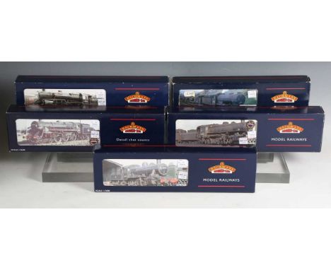 Five Bachmann Branch-Line gauge OO locomotives and tenders, comprising No. 31-860 Class J39 1469 LNER, No. 32-503 Class 5MT 7