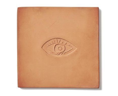 λ A LIMITED EDITION EMBOSSED TERRACOTTA TILE 'EYE'PABLO PICASSO (1881-1973) FOR MADOURAImpressed Madoura mark and Poinçon Ori