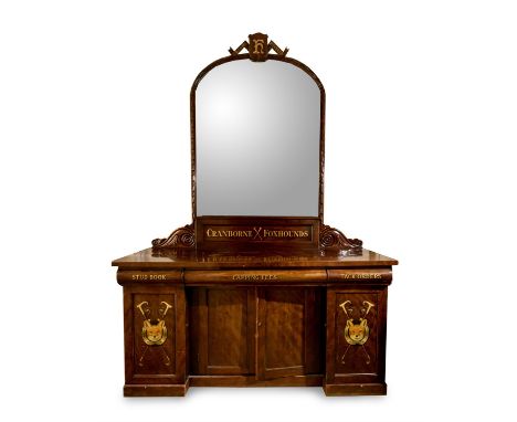 A VICTORIAN STAINED OAK AND PARCEL GILT WALL MIRRORLATE 19TH CENTURYThe mirror plate surmounted by gilt text Truth Prevails f
