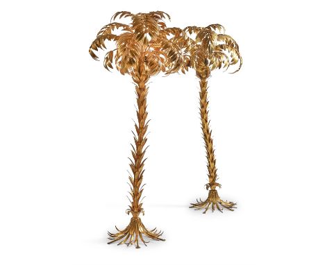 A PAIR OF LARGE BRASS PALMIER LAMPSATTRIBUTED TO MAISON JANSEN, 1970SIn the form of palm trees184cm highCondition Report: One