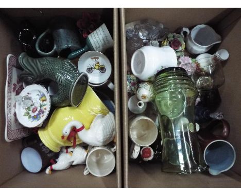Lot comprising ceramics to include Denby Stoneware, Aynsley, Burleigh Ware dragon handle jug, Cornish gluggle jug, Masons Iro