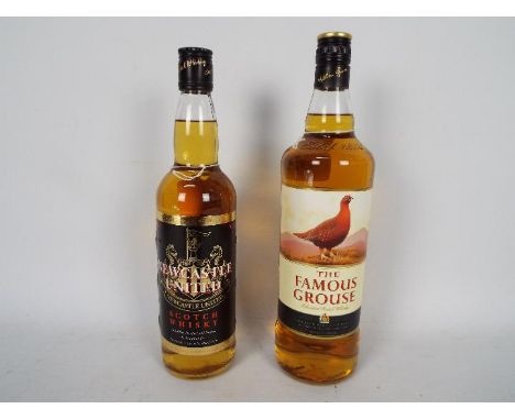 A 70cl bottle of Newcastle United Football Club branded Scotch whisky, 40% ABV and a 1l bottle of Famous Grouse whisky, 40% A