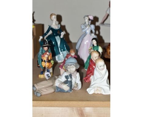 EIGHT DECORATIVE CERAMIC FIGURES, comprising Royal Doulton 'Janine' HN2461, 'This little pig' HN1793 &amp; HN2125, 'Francine'