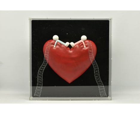 DOUG HYDE (BRITISH 1972) 'HIGH ON LOVE' a sculpture of figures on a love heart, no certificate or edition number, approximate