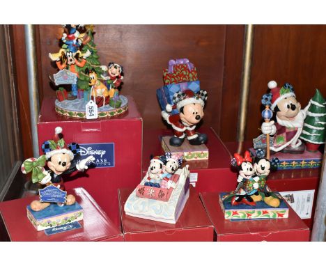SIX BOXED ENESCO DISNEY SHOWCASE COLLECTION MICKEY MOUSE FIGURES, from Disney Traditions collection by Jim Shore, comprising 
