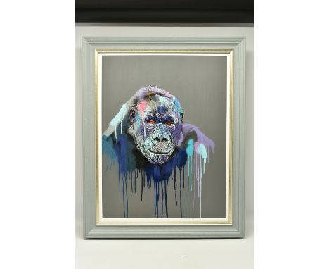 STEPHEN FORD (BRITISH CONTEMPORARY) 'ENJOY THE SILENCE', a contemporary portrait of a Gorilla, signed and dated 2021 verso, m