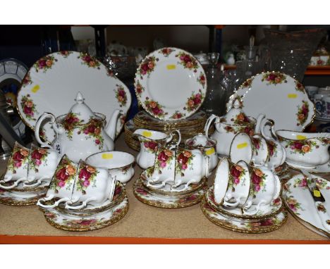 A QUANTITY OF ROYAL ALBERT 'OLD COUNTRY ROSES' PATTERN DINNERWARE, comprising one large teapot (small glazing fault on spout)