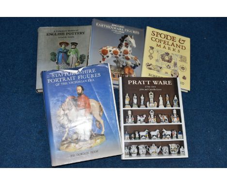 FIVE BOOKS ON ANTIQUES comprising A Collector's History of English Pottery, Pratt Ware, English Earthenware Figures 1740-1840