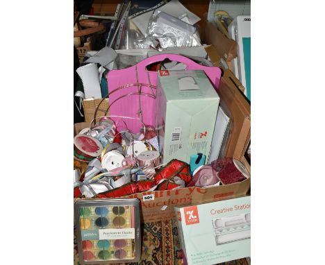 FOUR BOXES OF CRAFT WORK TOOLS AND EQUIPMENT, to include a Todo multi-functional hot die cutting, embossing and letter pressi