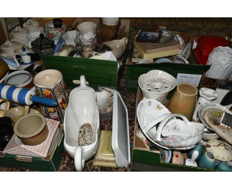 SIX BOXES AND LOOSE ASSORTED CERAMICS ETC, to include a T.G Green rolling pin, Royal Winton desert bowls with integrated sauc