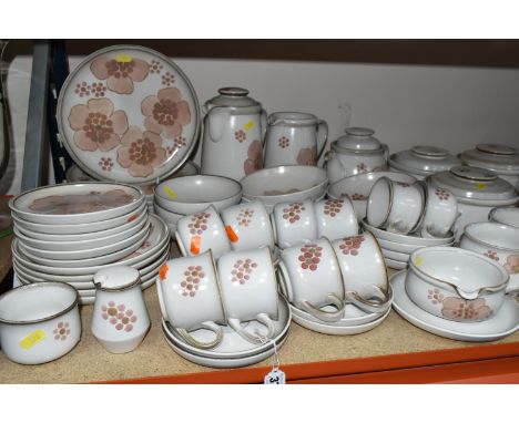 A LARGE QUANTITY OF DENBY 'GYPSY' TEA AND DINNERWARE, comprising two 2 pint saucepans (one missing lid), four covered cassero