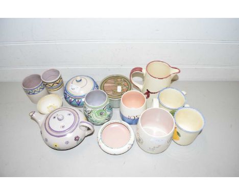 Poole pottery mixed wares to include small vases, mugs, jug etc