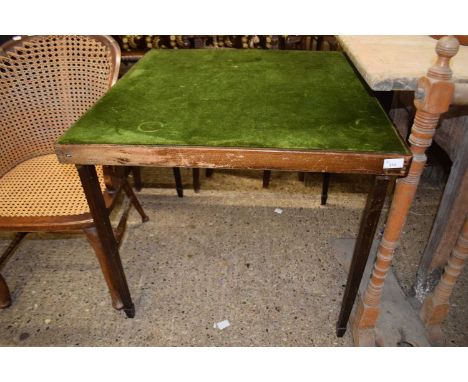 Folding green baize topped card table