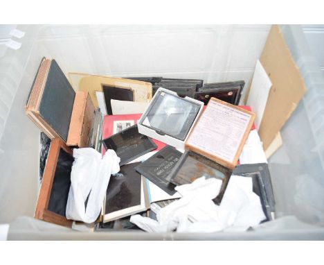 Mixed Lot: Glass magic lantern slides, vintage photographs and other assorted items