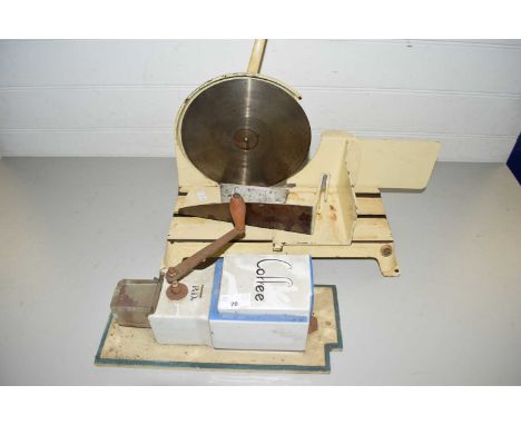 Mixed Lot: Vintage coffee grinder and a ham slicer