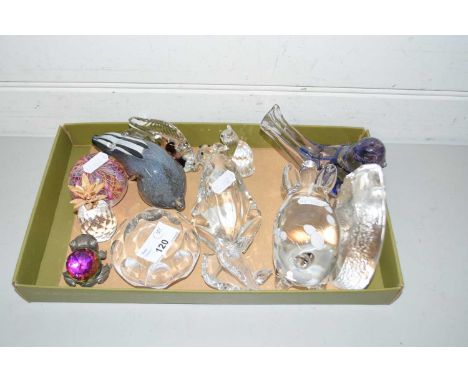 Collection of various assorted glass paperweights, model animals etc to include Langham and others