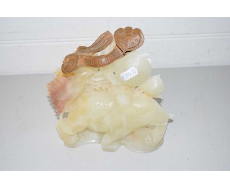 20th Century Chinese jade or hard stone model of an elephant (a/f)