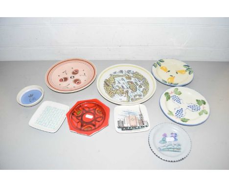 Collection of Poole pottery pin dishes, plates and other items