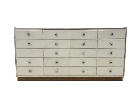 Haberdashery cabinet, the glazed display top and front, fitted with twenty drawersDimensions: Height:&nbsp;91cm&nbsp; Length/