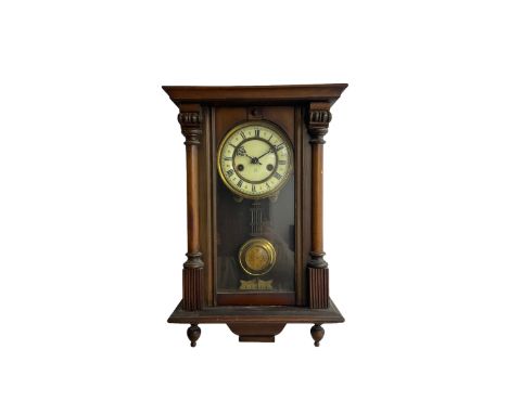 A German eight-day spring driven wall clock with a HAC movement sounding the hours and half hours on a coiled gong, rectangul