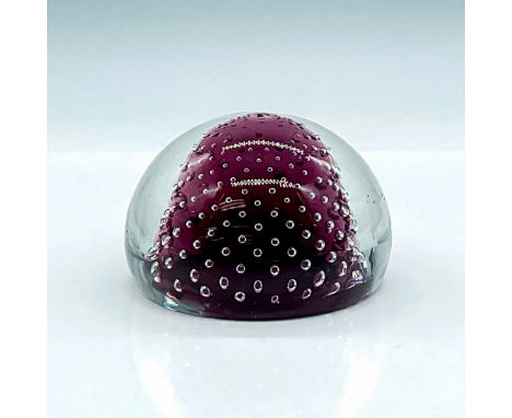 Unsigned Steuben glass paperweight, lavender cone with small clear bubbles. Issued: 20th CenturyDimensions: 2.25"H x 3.5"dia.