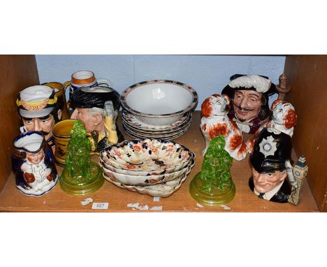 Miscellaneous including a Ridgways dessert service, a pair of Davidson pressed glass Punch &amp; Judy, together with three Ro