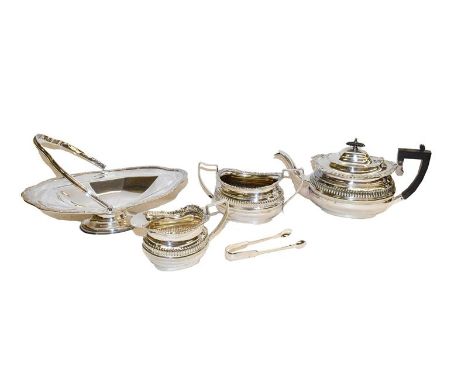 A collection of ceramics and silver plate, the ceramics including, a set of Royal Worcester cups and saucers with silver gh? 
