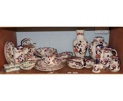 A selection of Masons blue and gilt decorated Mandalay pattern ceramics and a small selections of Masons green and gilt decor