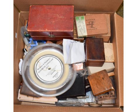 A quantity of watchmakers tools, including staking tool sets, longcase clock hands, carriage clock etc (two boxes)