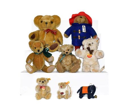 A Steiff Molly teddy, The British Isles key chain English bear 8cm, Steiff original teddy bear, modern Steiff elephant, James