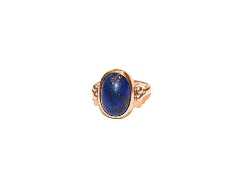 A 9 carat gold lapis lazuli ring, finger size N1/2.  Gross weight 5.7 grams. 