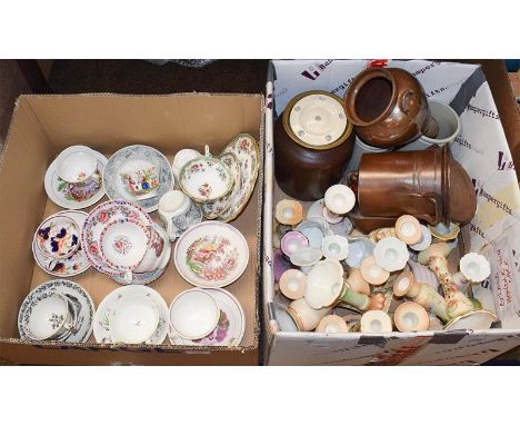 A quantity of early 19th century English porcelain cups and saucers, various factories mainly Staffordshire with various prin