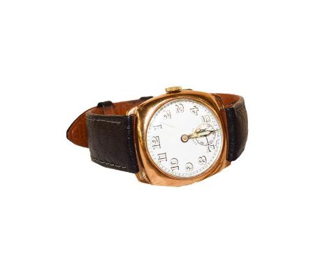 A 9 carat gold enamel dial Wristwatch, signed Longines
