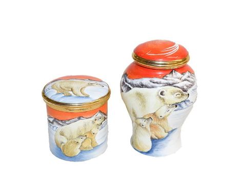Two modern Moorcroft Making Tracks pattern vases, designed by Fiona Bakewell, 7.5cm and 5cm