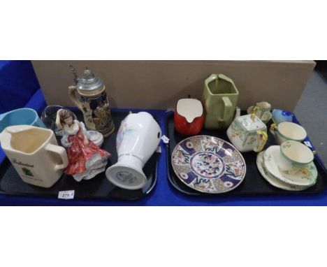 A quantity of ceramics including Burleighware Evergreen Imperial Shape teapot, cups, saucers, plates, an opalescent fish pape