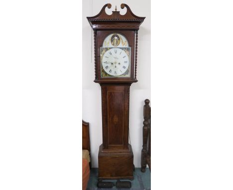 A Victorian mahogany cased longcase clock with painted face, 221cm high x 61cm wide x 32cm deep Condition Report:Available up