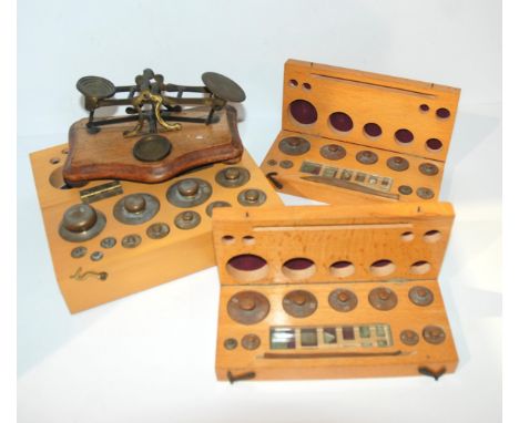 A set of postal scales (af) and three cases of weights Condition Report:Available upon request