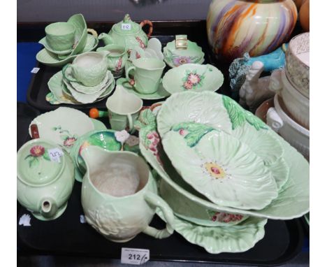 A quantity of Carltonware, including green buttercup patternwares, press moulded tea pots and cups, pitchers, and trinket dis