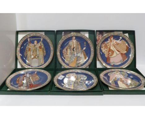 Minton Arthurian Legend Collector's plates Guinevere, Arthur, Merlin, Lancelot, Perceval &amp; Galahad, Morgan Le Fay (6) Con