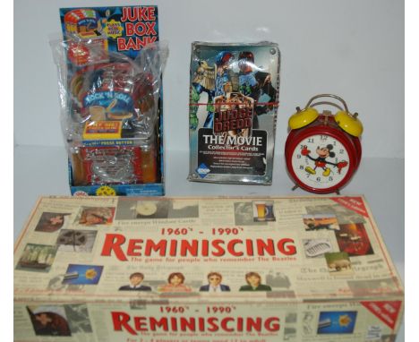 A modern Micky Mouse alarm clock, toy juke box etc Condition Report:Available upon request
