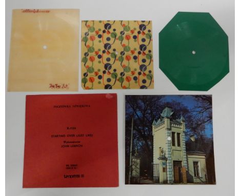 Four Polish flexi disc records with John Lennon Stating Over R-1124, The Beatles Magical Mystery Tour, The Beatles Maxwell's 