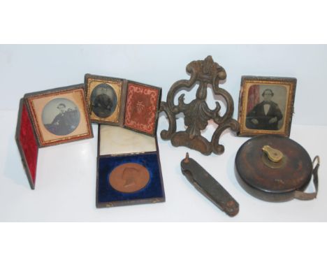 A portrait miniature, various daguerreotypes, pocket knives etc Condition Report:Available upon request