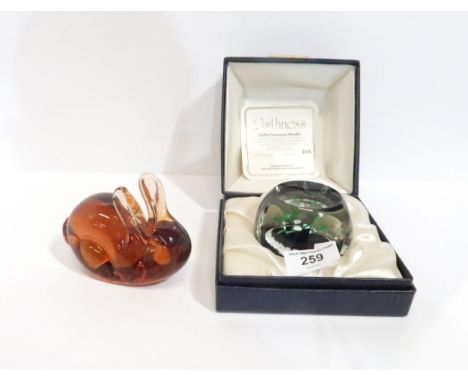 A Caithness 1978 Christmas paperweight designed by Colin Terris and made by William Manson, 301/500, boxed with certificate, 