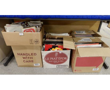 A large collection of vinyl LP records and assorted hit single vinyl records to include Abba, The Who, Scritti Politti, The P