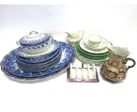 A LATE 19TH CENTURY 'MATLOCK' PATTERN BLUE AND WHITE PART DINNER SERVICE comprising of a covered sauce tureen and ladle and a