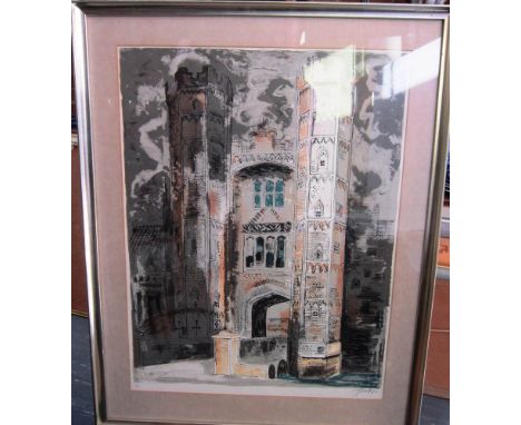 JOHN EGERTON CHRISTMAS PIPER, CH (BRITISH, 1903-1992)  'Oxburgh Hall, Norfolk',  lithograph, limited edition 67/120, blindsta