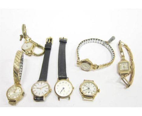 A COLLECTION OF LADY'S OCT GOLD WRISTWATCHES comprising a Rotary and Cyma, on expanding bracelets; a Rotary and a Garrard on 